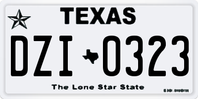 TX license plate DZI0323
