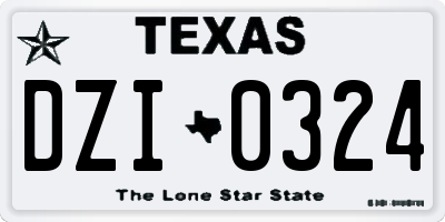 TX license plate DZI0324