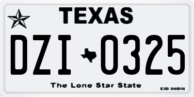 TX license plate DZI0325