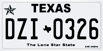 TX license plate DZI0326