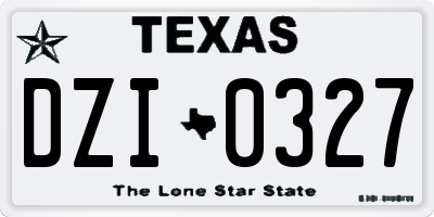TX license plate DZI0327