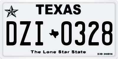 TX license plate DZI0328