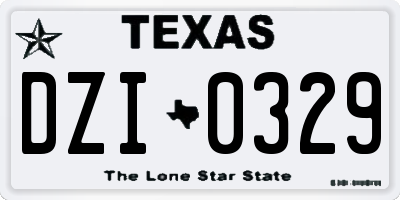 TX license plate DZI0329