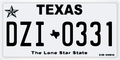 TX license plate DZI0331