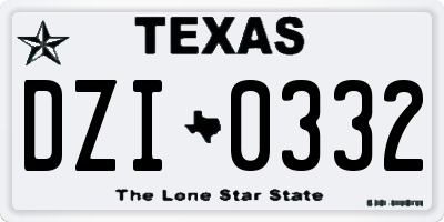 TX license plate DZI0332