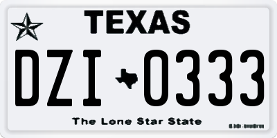 TX license plate DZI0333