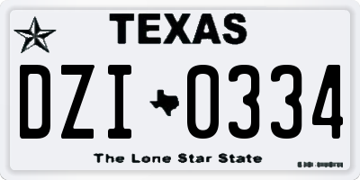TX license plate DZI0334