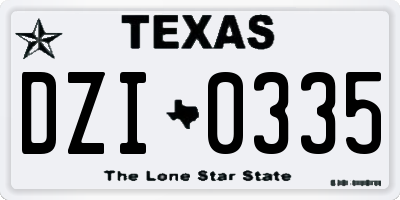 TX license plate DZI0335