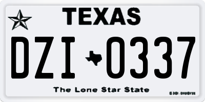 TX license plate DZI0337