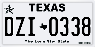 TX license plate DZI0338