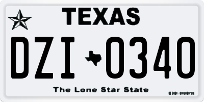 TX license plate DZI0340