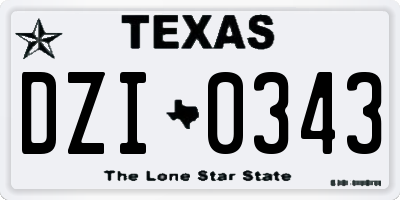 TX license plate DZI0343