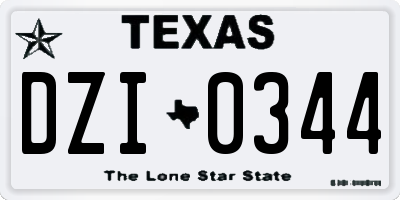 TX license plate DZI0344