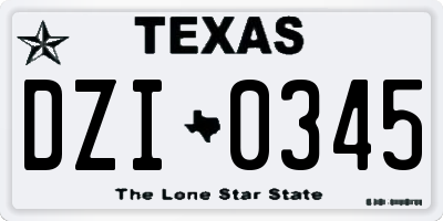 TX license plate DZI0345