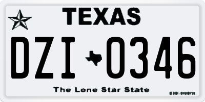 TX license plate DZI0346