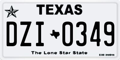 TX license plate DZI0349