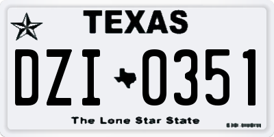 TX license plate DZI0351