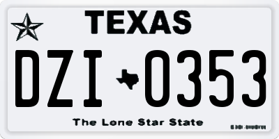 TX license plate DZI0353