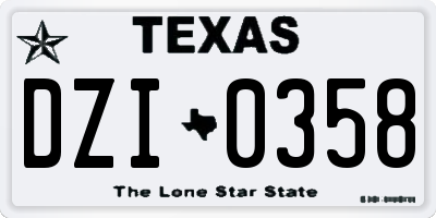 TX license plate DZI0358
