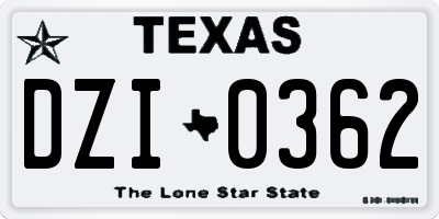 TX license plate DZI0362