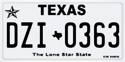 TX license plate DZI0363