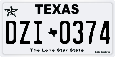 TX license plate DZI0374