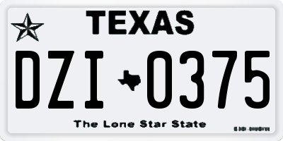 TX license plate DZI0375