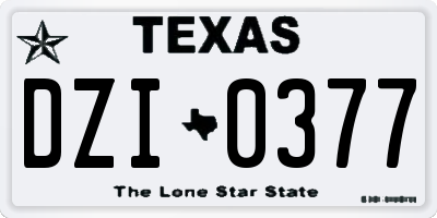 TX license plate DZI0377