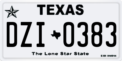 TX license plate DZI0383