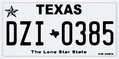 TX license plate DZI0385