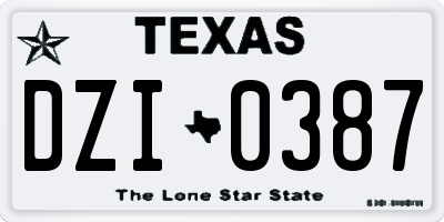 TX license plate DZI0387