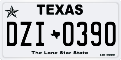 TX license plate DZI0390