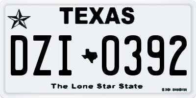 TX license plate DZI0392