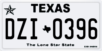 TX license plate DZI0396