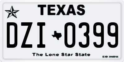 TX license plate DZI0399