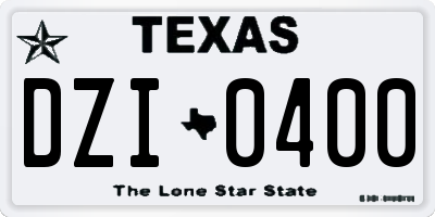 TX license plate DZI0400