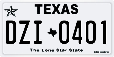 TX license plate DZI0401