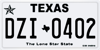 TX license plate DZI0402