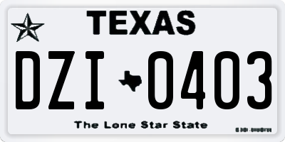 TX license plate DZI0403