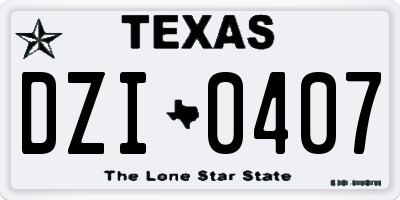 TX license plate DZI0407