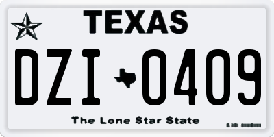 TX license plate DZI0409