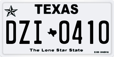 TX license plate DZI0410