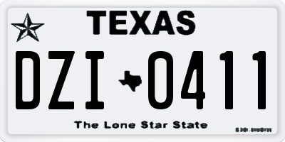 TX license plate DZI0411