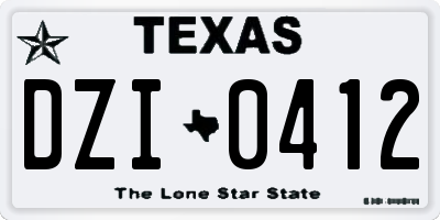 TX license plate DZI0412
