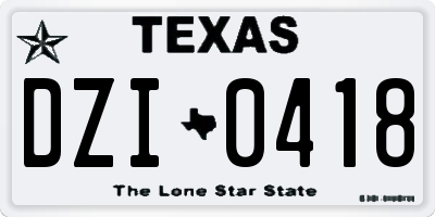 TX license plate DZI0418