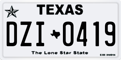 TX license plate DZI0419