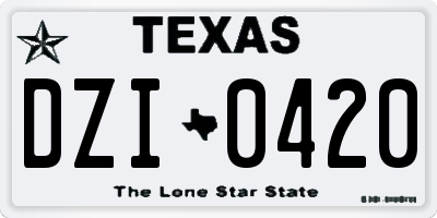 TX license plate DZI0420