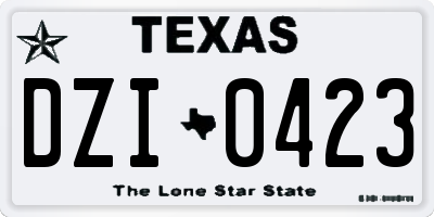 TX license plate DZI0423