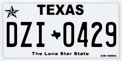 TX license plate DZI0429