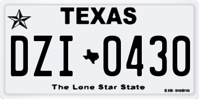 TX license plate DZI0430